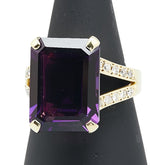 K18YG イエローゴールド アメジスト10.00ct ダイヤ0.27ct リング 指輪 レディース 12.5号 【中古】